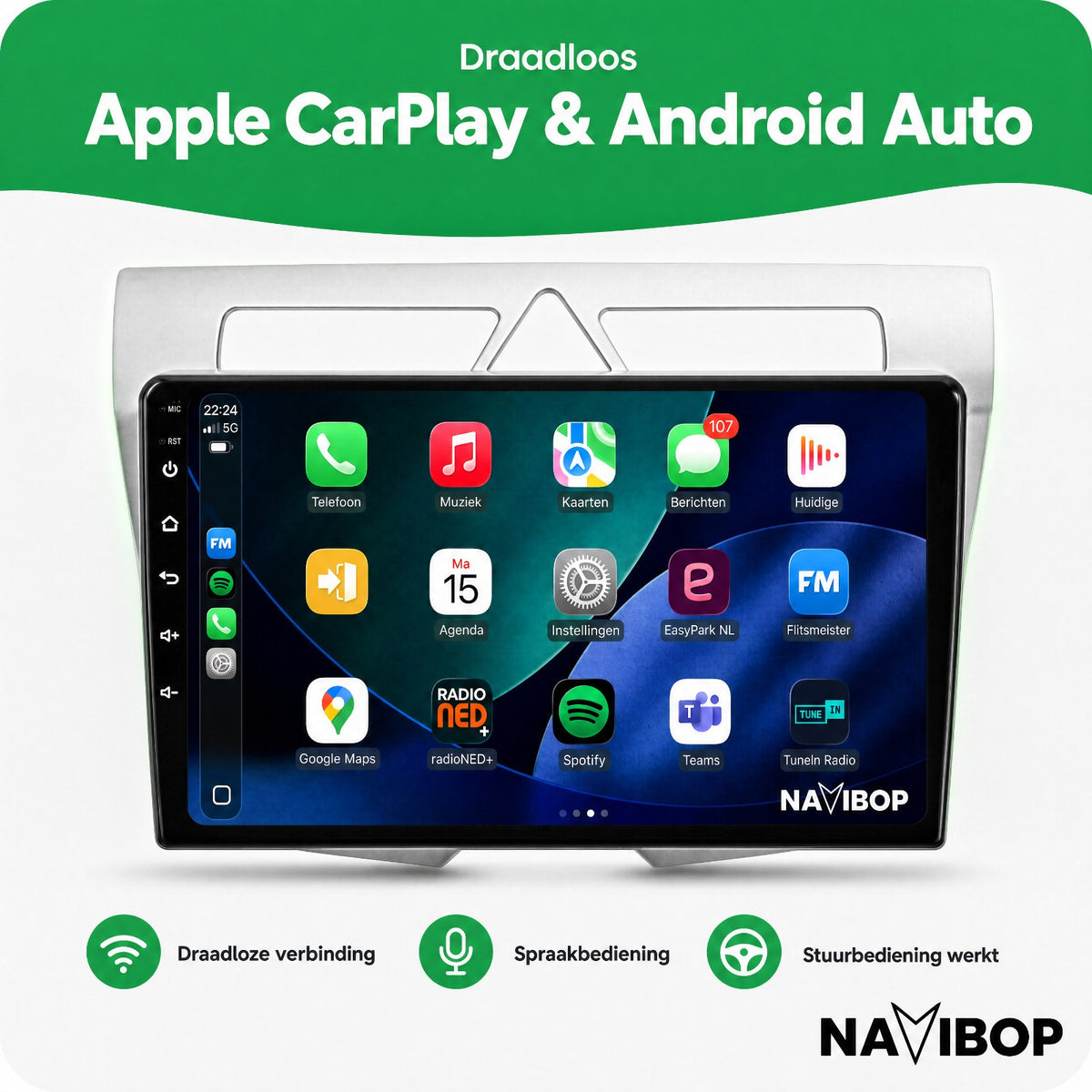 Kia Picanto | Autoradio | Draadloos CarPlay & Android Auto | Android 15 | 2007 t/m 2010