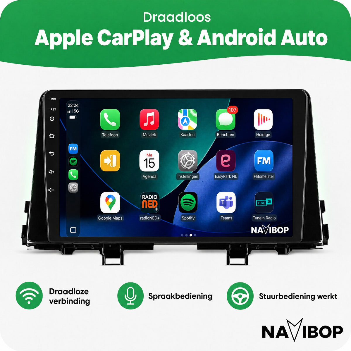 Kia Picanto | Autoradio | Draadloos CarPlay & Android Auto | Android 15 | 2016 t/m 2022