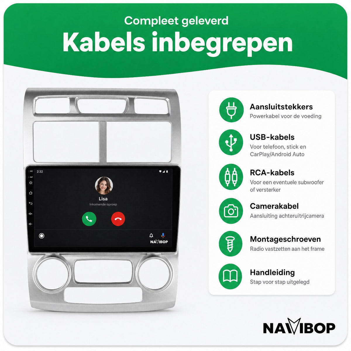 Kia Sportage Zilver | Autoradio | Draadloos CarPlay & Android Auto | Android 15 | 2005 t/m 2010