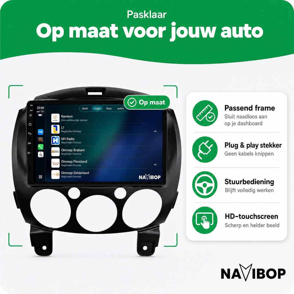 Mazda 2 | Autoradio | Draadloos CarPlay & Android Auto | Android 15 | 2007 t/m 2014