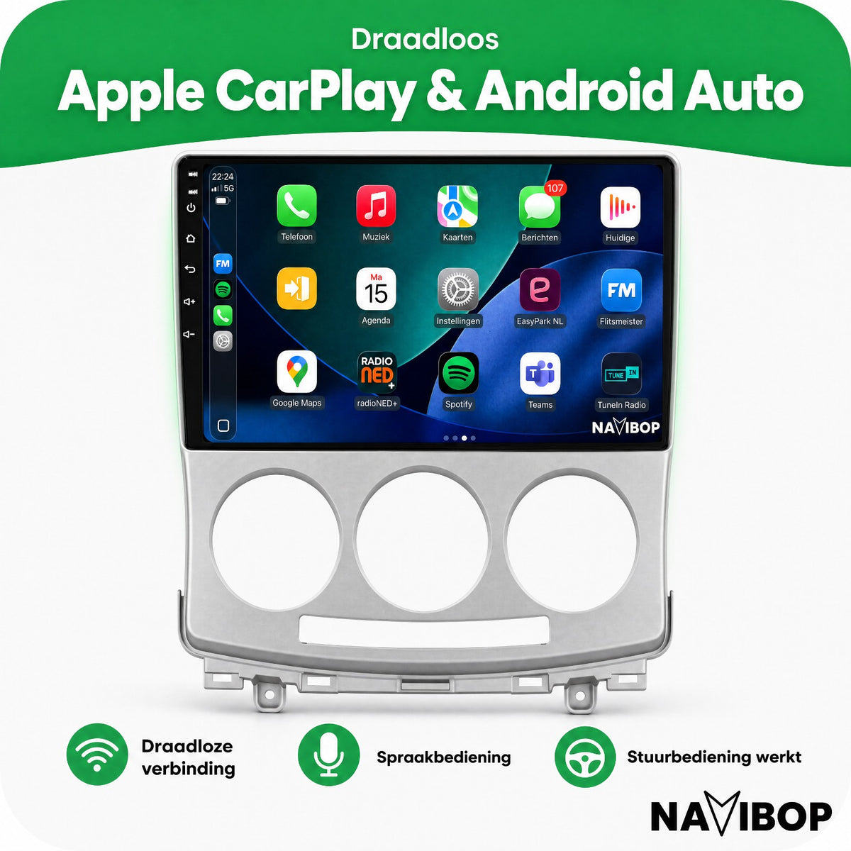 Mazda 5 | Autoradio | Draadloos CarPlay & Android Auto | Android 15 | 2005 t/m 2010