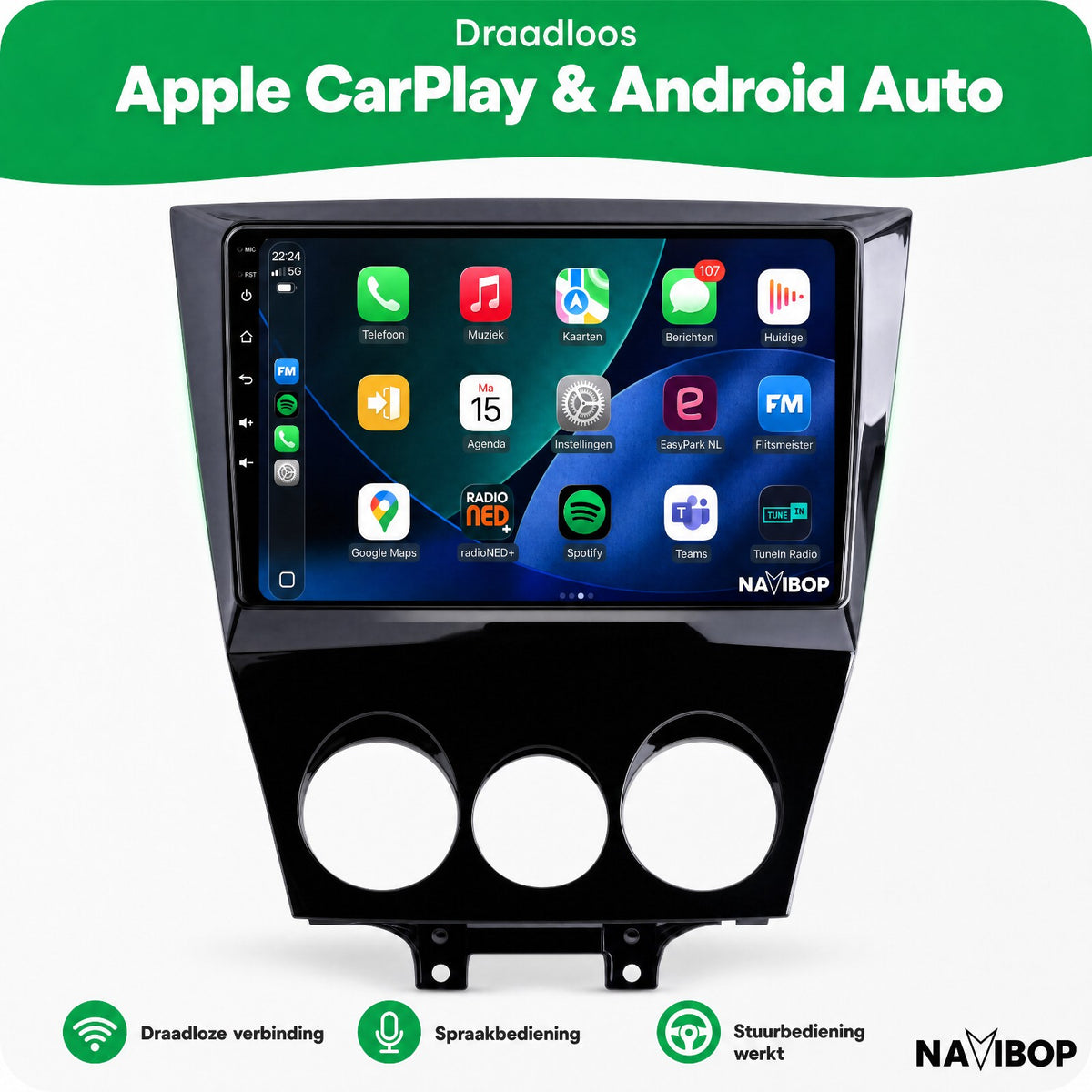 Mazda RX-8 | Autoradio | Draadloos CarPlay & Android Auto | Android 15 | 2009 t/m 2011