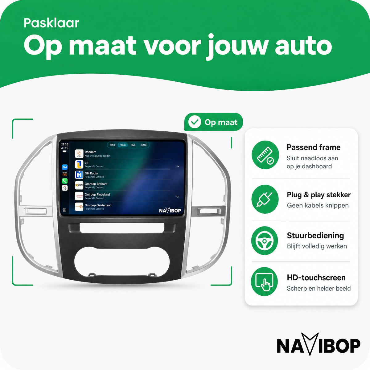 Mercedes Vito Versie 1 | Autoradio | Draadloos CarPlay & Android Auto | Android 15 | 2014 t/m 2022