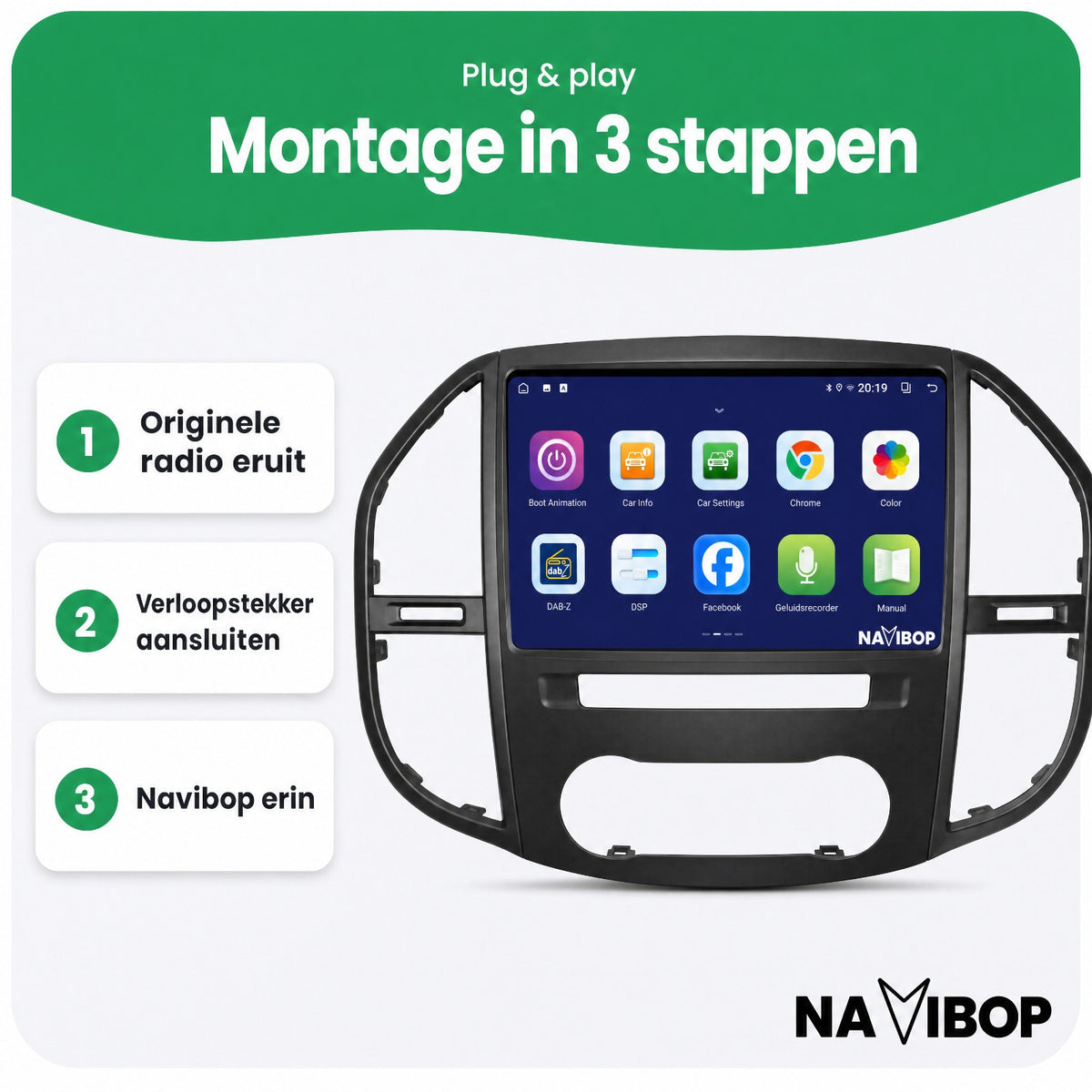 Mercedes Vito Versie 2 | Autoradio | Draadloos CarPlay & Android Auto | Android 15 | 2014 t/m 2022