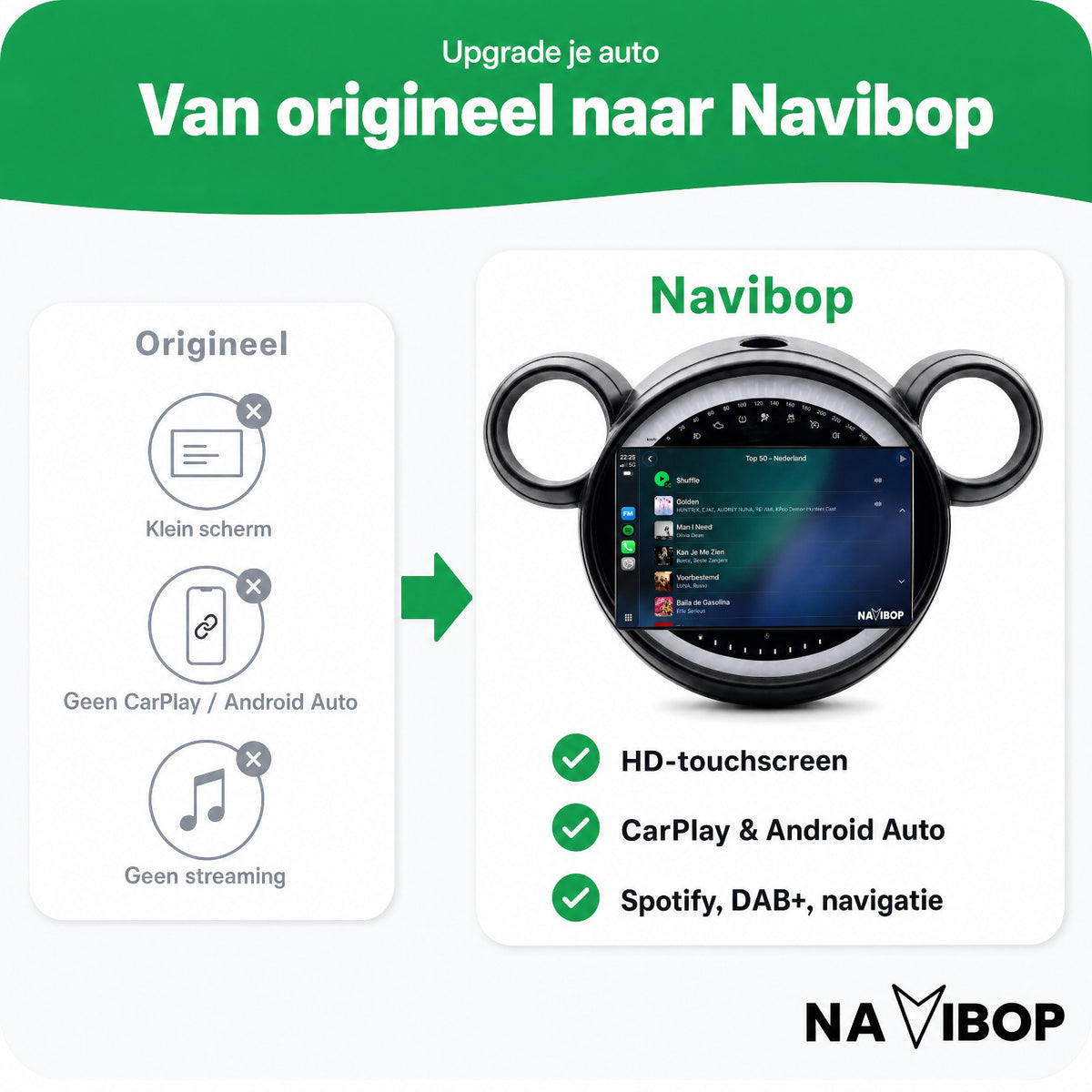MINI cooper Flaporen Hoog r60 r61 | Autoradio | Draadloos CarPlay & Android Auto | Android 15 | 2010 t/m 2016