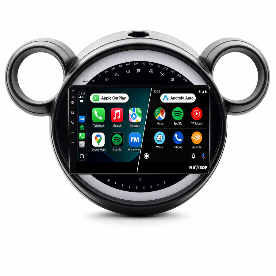MINI cooper Flaporen Hoog r60 r61 | Autoradio | Draadloos CarPlay & Android Auto | Android 15 | 2010 t/m 2016