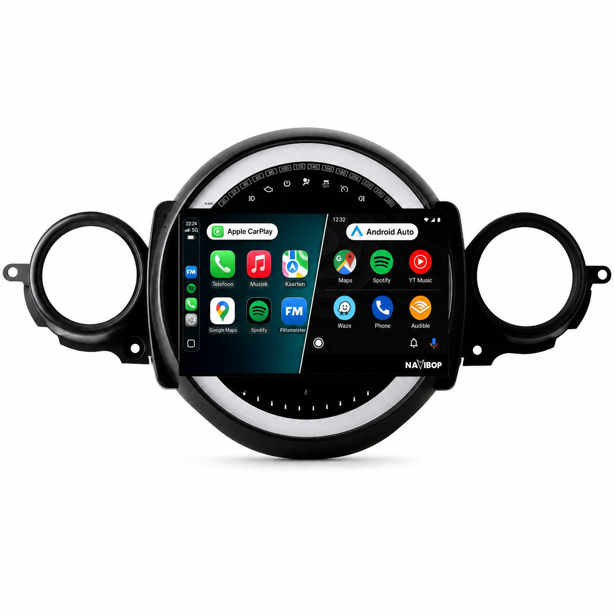 MINI Cooper Flaporen Midden R56 R60 | Autoradio | Draadloos CarPlay & Android Auto | Android 15 | 2006 t/m 2017