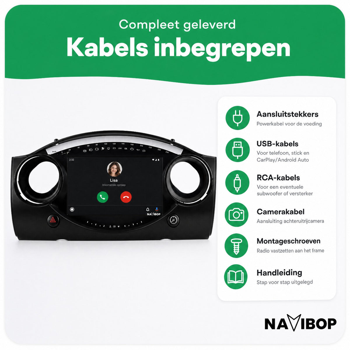MINI Cooper R53 R52 R50 | Autoradio | Draadloos CarPlay & Android Auto | Android 15 | 2000 t/m 2007