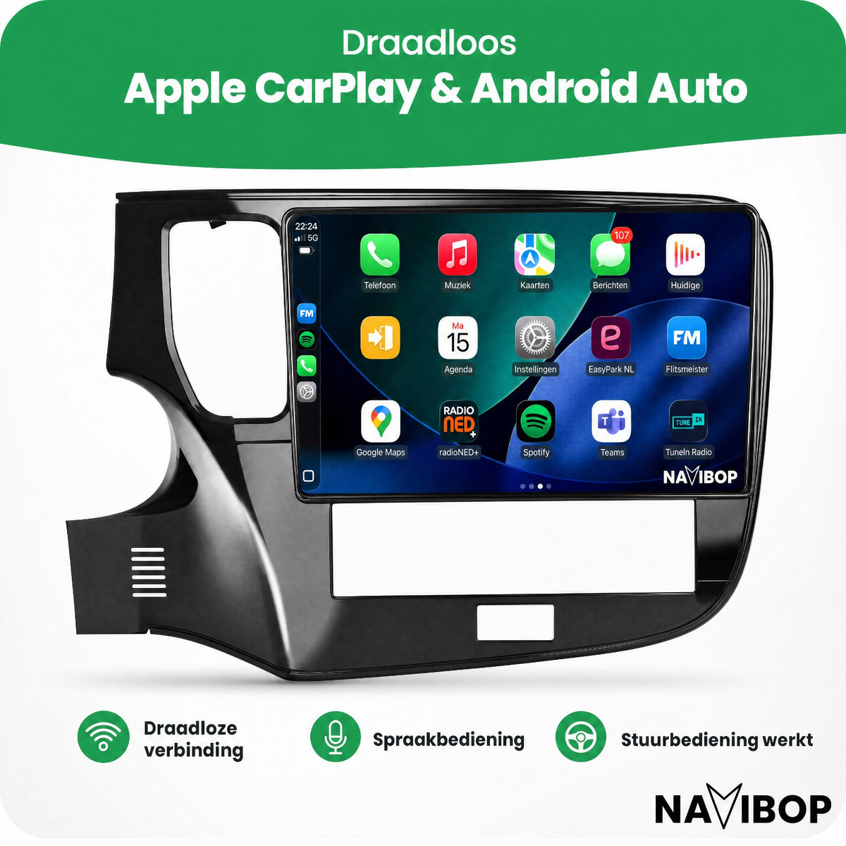 Mitsubishi Outlander 9" * * Versie 2 | Autoradio | Draadloos CarPlay & Android Auto | Android 15 | 2012 t/m 2019