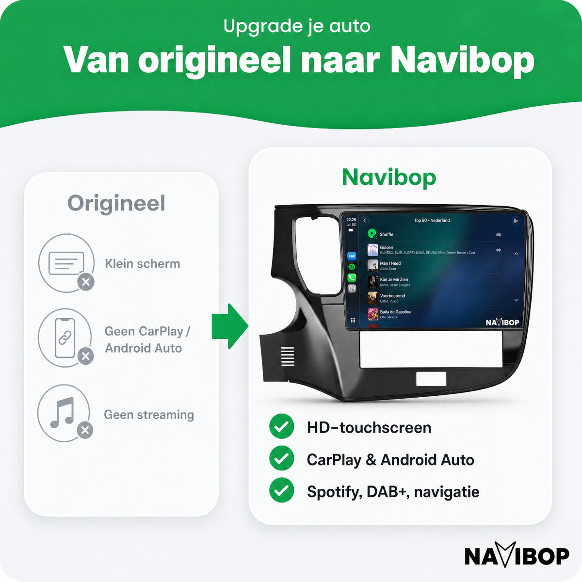 Mitsubishi Outlander 9" * * Versie 2 | Autoradio | Draadloos CarPlay & Android Auto | Android 15 | 2012 t/m 2019