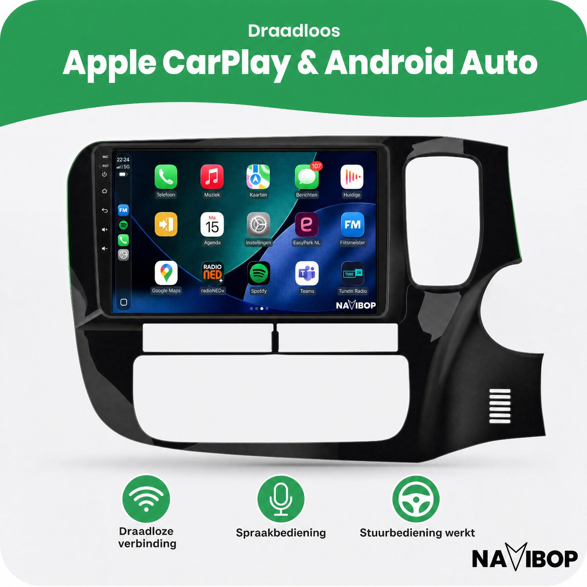 Mitsubishi Outlander 9" * * Versie 3 | Autoradio | Draadloos CarPlay & Android Auto | Android 15 | 2012 t/m 2019