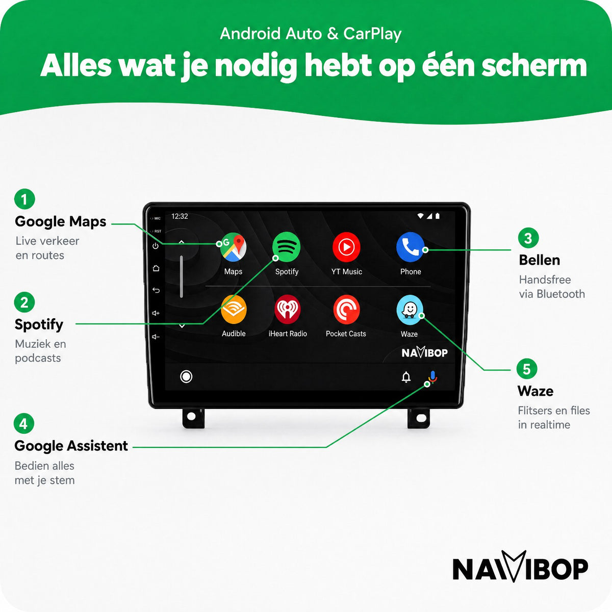 Opel Astra H | Autoradio | Draadloos CarPlay & Android Auto | Android 15 | 2005 t/m 2014