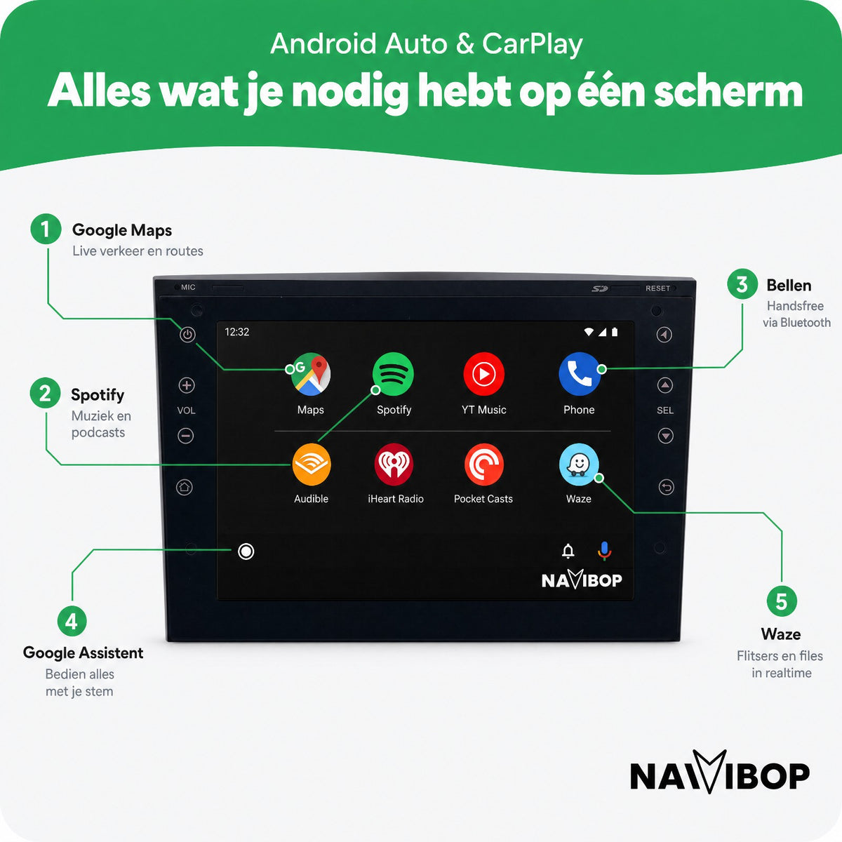 Opel Astra H Agila Corsa C | Autoradio | Draadloos CarPlay & Android Auto | Android 15