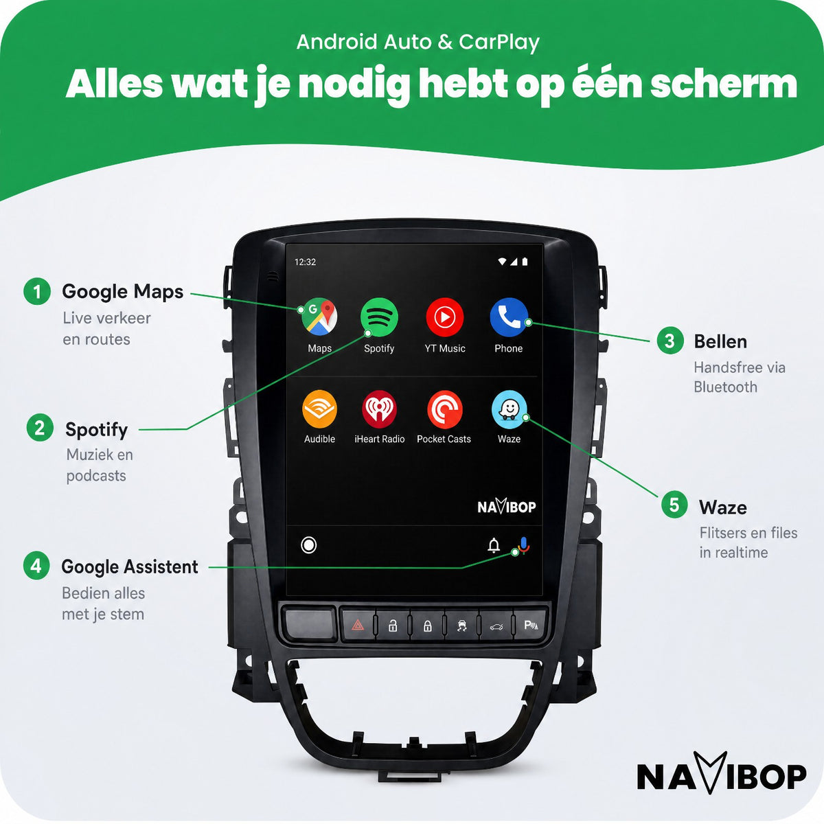 Opel Astra J Versie A | Autoradio | Draadloos CarPlay & Android Auto | Android 15 | 2010 t/m 2015