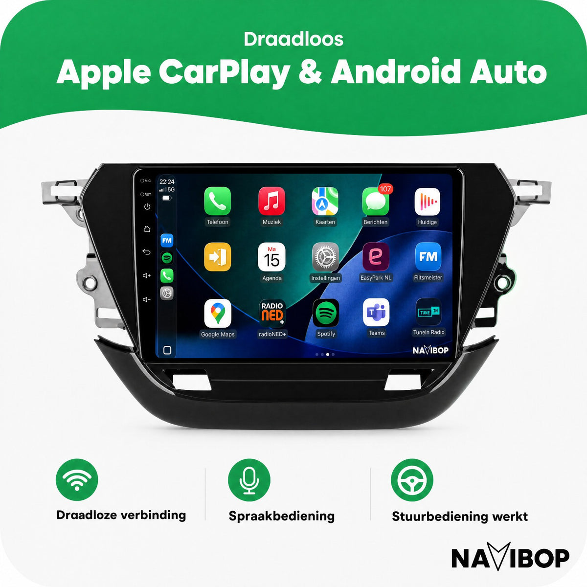 Opel Corsa | Autoradio | Draadloos CarPlay & Android Auto | Android 15 | 2020 t/m 2023