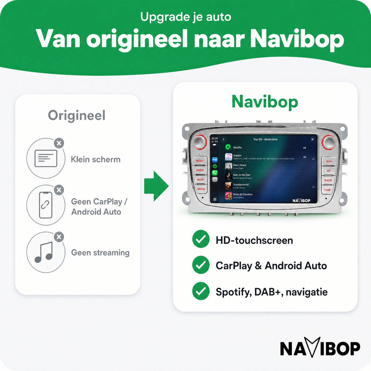 Ford C-Max Fiesta Fusion Zilver | Autoradio | Draadloos CarPlay & Android Auto | Android 15