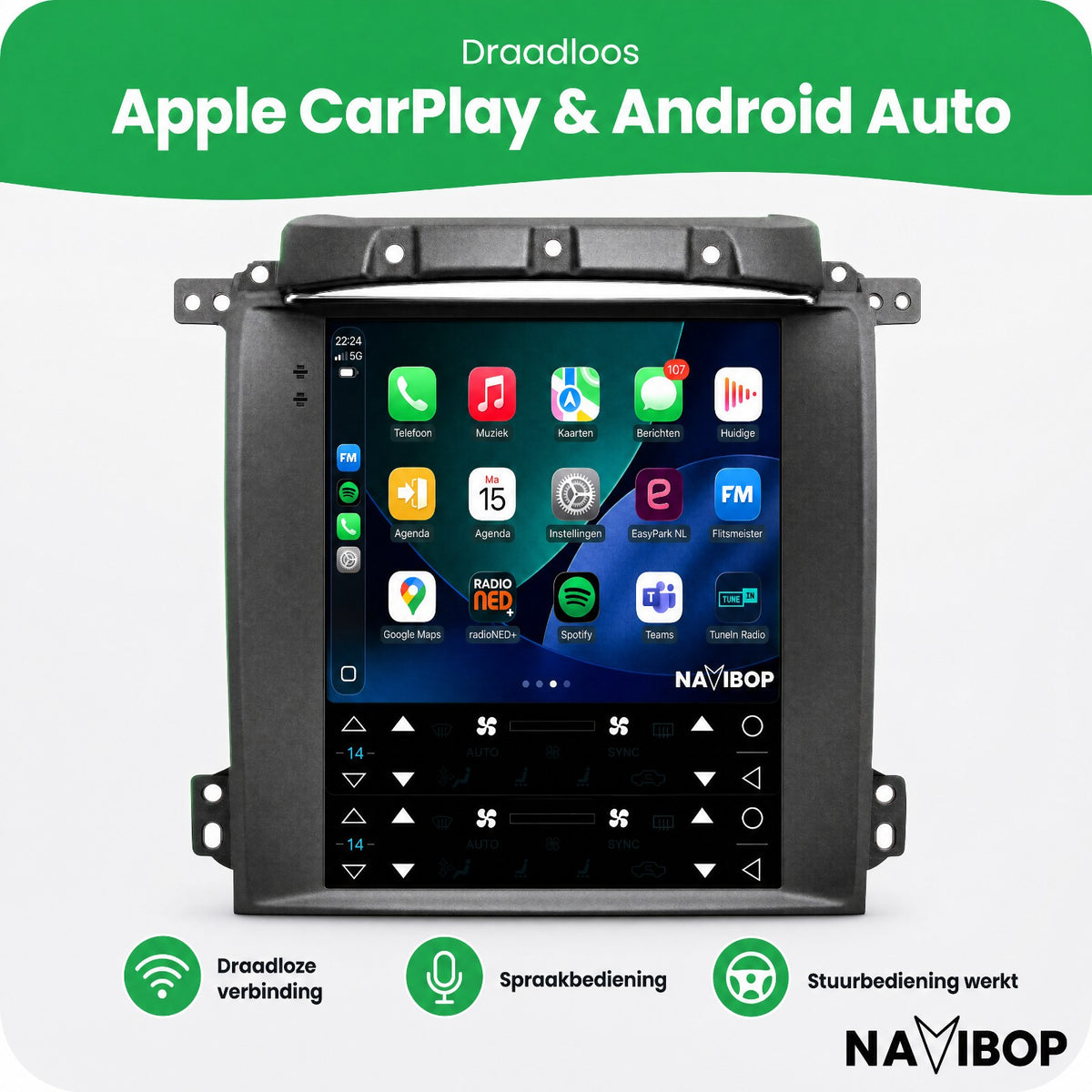 Kia Sorento (tesla) 2002 | Autoradio | Draadloos CarPlay & Android Auto | Android 15