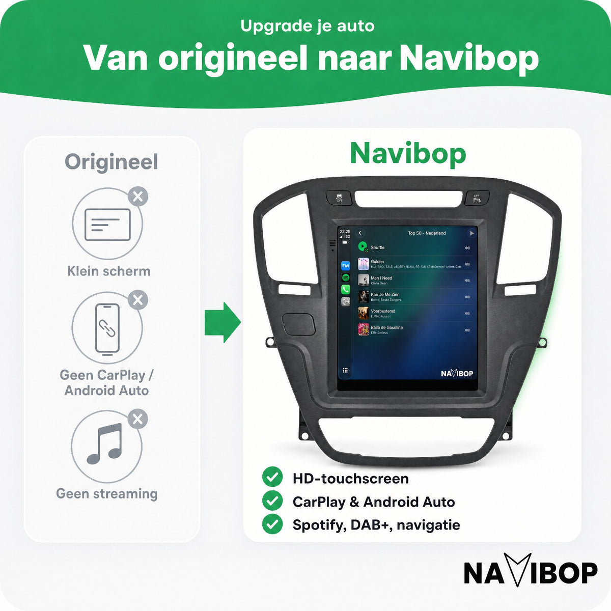 Opel Insignia (BRUIN) | Autoradio | Draadloos CarPlay & Android Auto | Android 15 | 2009 t/m 2013