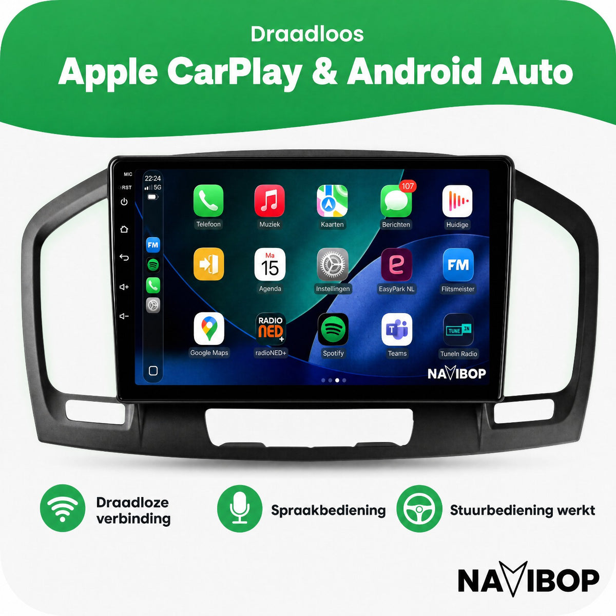Opel Insignia | Autoradio | Draadloos CarPlay & Android Auto | Android 15 | 2008 t/m 2013