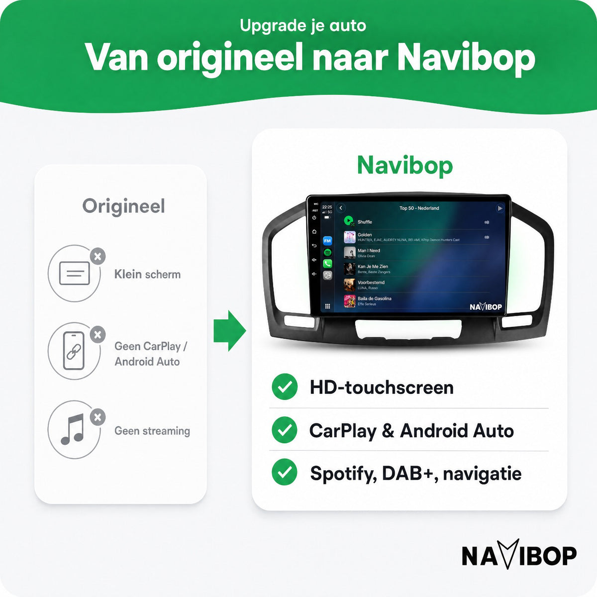Opel Insignia | Autoradio | Draadloos CarPlay & Android Auto | Android 15 | 2008 t/m 2013