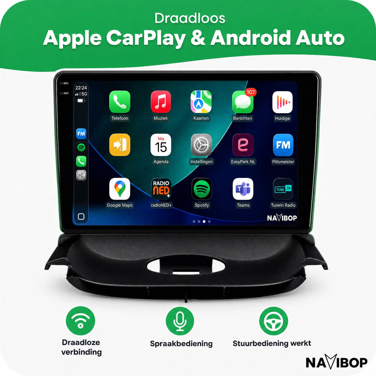 Peugeot 206 | Autoradio | Draadloos CarPlay & Android Auto | Android 15 | 2000 t/m 2008