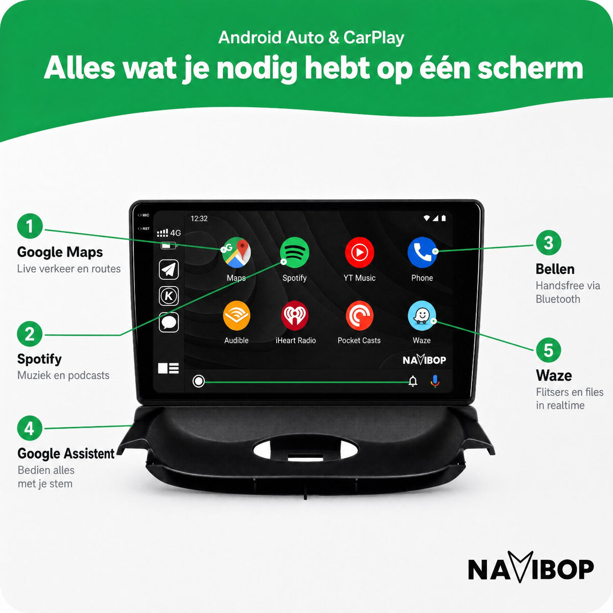 Peugeot 206 | Autoradio | Draadloos CarPlay & Android Auto | Android 15 | 2000 t/m 2008
