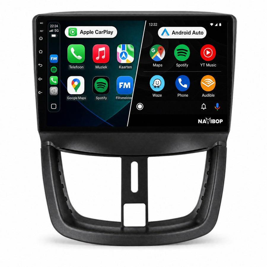 Peugeot 207 206+ | Autoradio | Draadloos CarPlay & Android Auto | Android 15 | 2006 t/m 2014