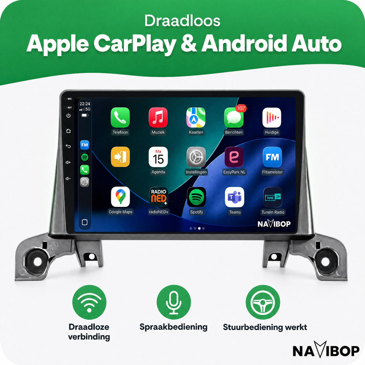 Peugeot 3008 5008 | Autoradio | Draadloos CarPlay & Android Auto | Android 15 | 2016 t/m 2024