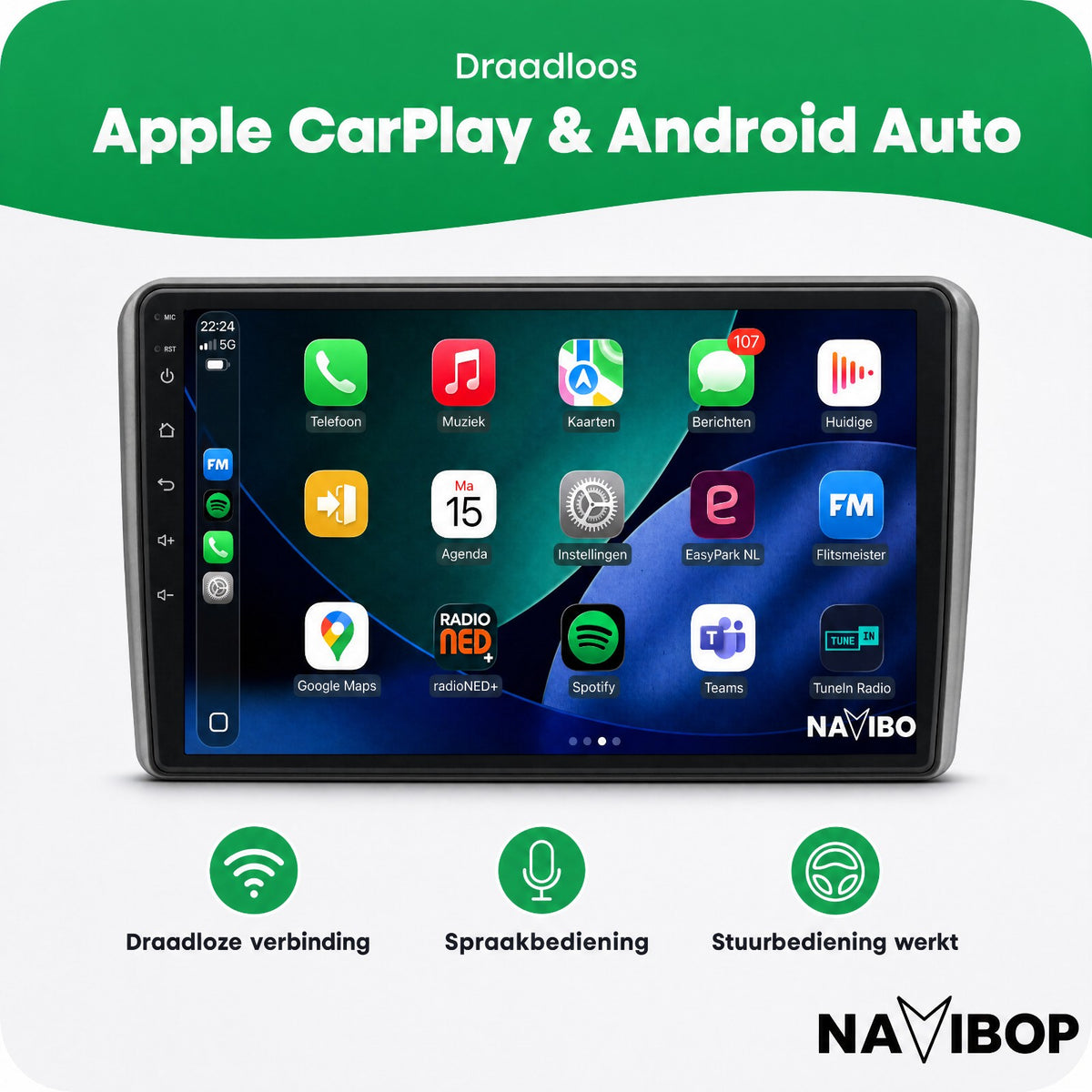 Peugeot 308 | Autoradio | Draadloos CarPlay & Android Auto | Android 15 | 2010 t/m 2016