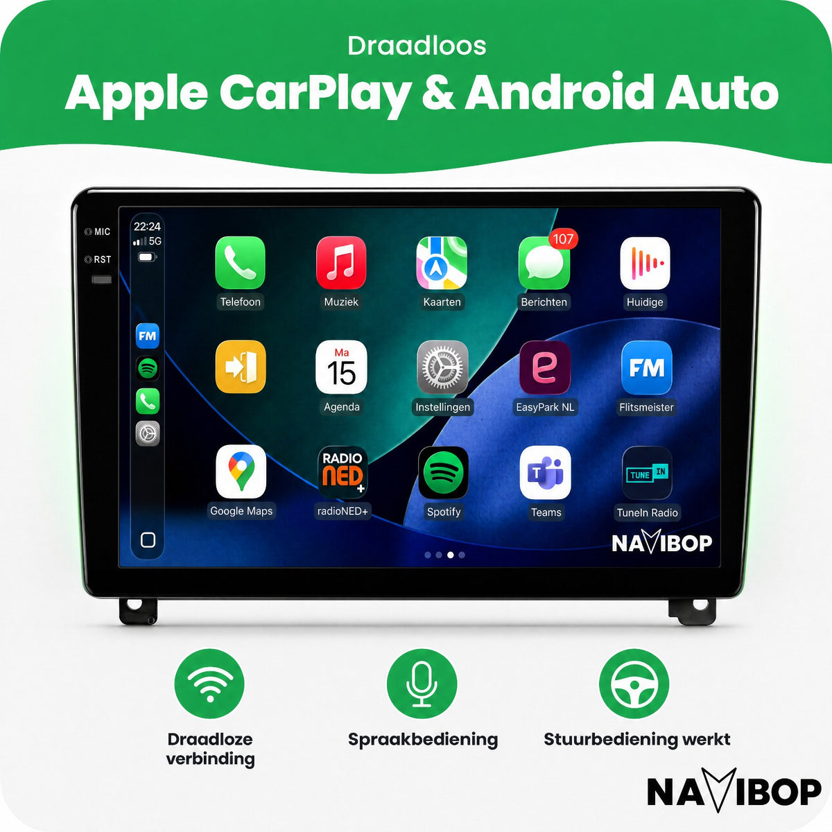 Peugeot 407 | Autoradio | Draadloos CarPlay & Android Auto | Android 15