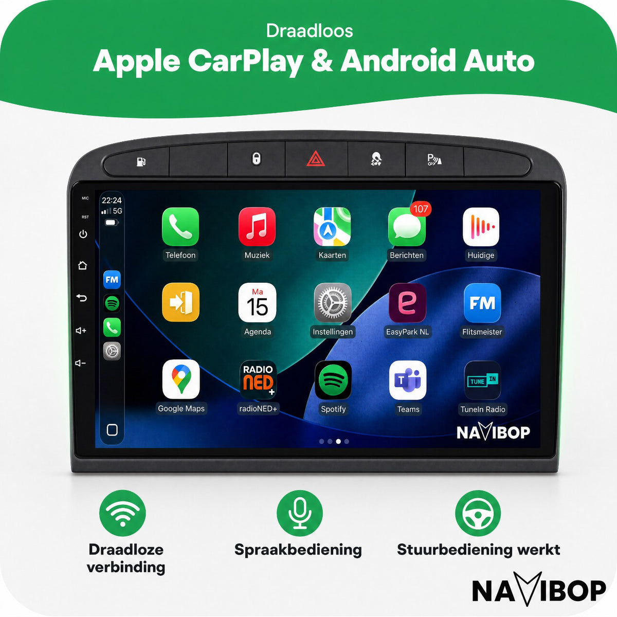 Peugeot 408 308 308SW | Autoradio | Draadloos CarPlay & Android Auto | Android 15 | 2007 t/m 2020