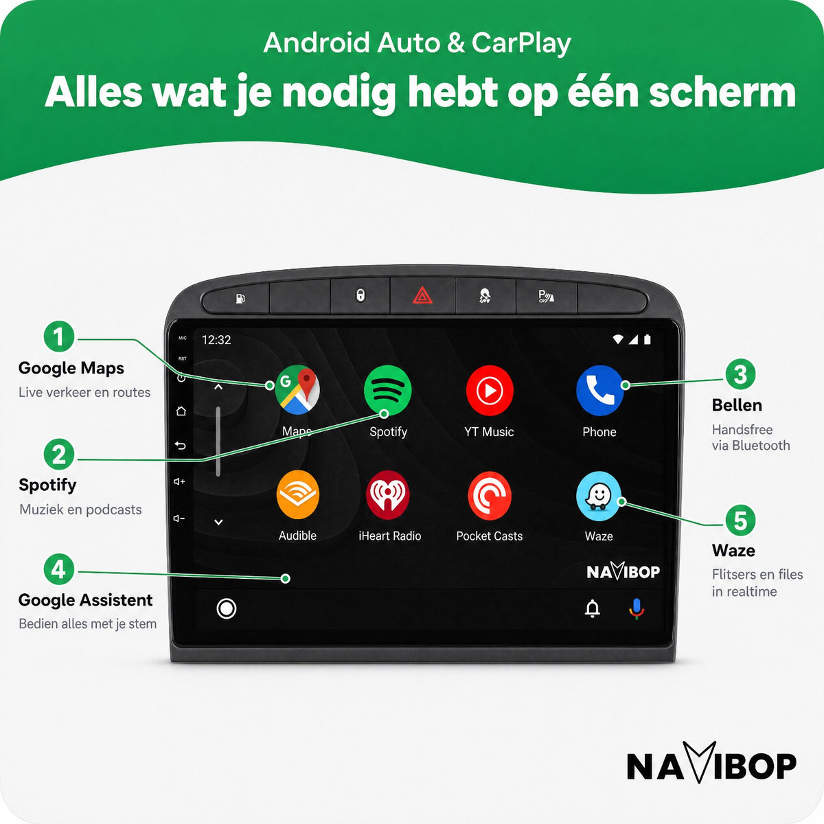 Peugeot 408 308 308SW | Autoradio | Draadloos CarPlay & Android Auto | Android 15 | 2007 t/m 2020