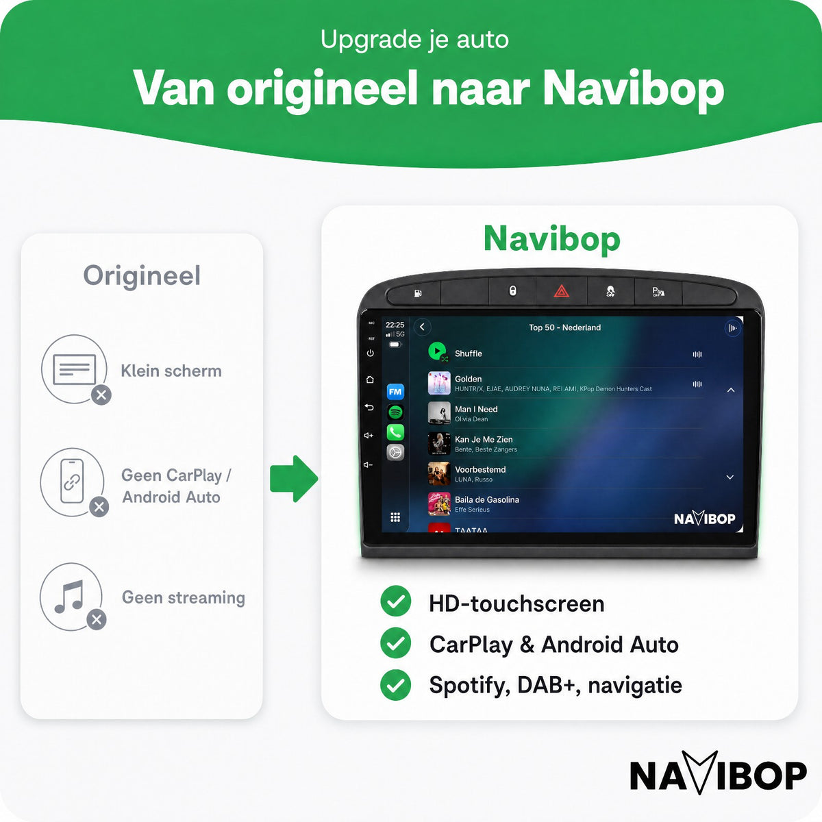 Peugeot 408 308 308SW | Autoradio | Draadloos CarPlay & Android Auto | Android 15 | 2007 t/m 2020