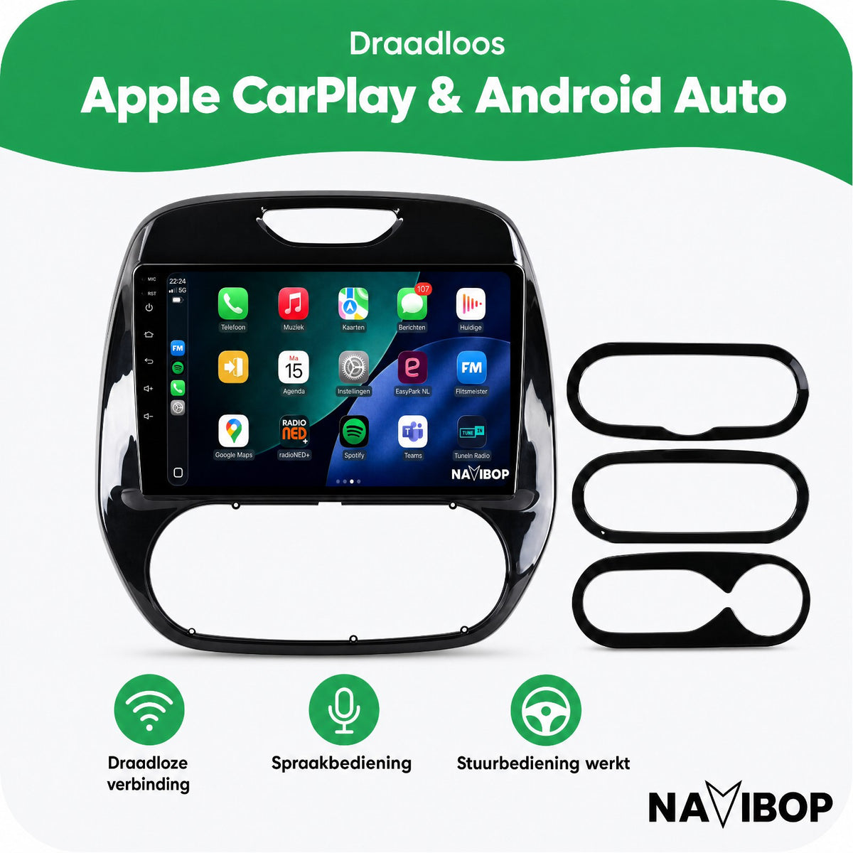 Renault Captur | Autoradio | Draadloos CarPlay & Android Auto | Android 15 | 2013 t/m 2019