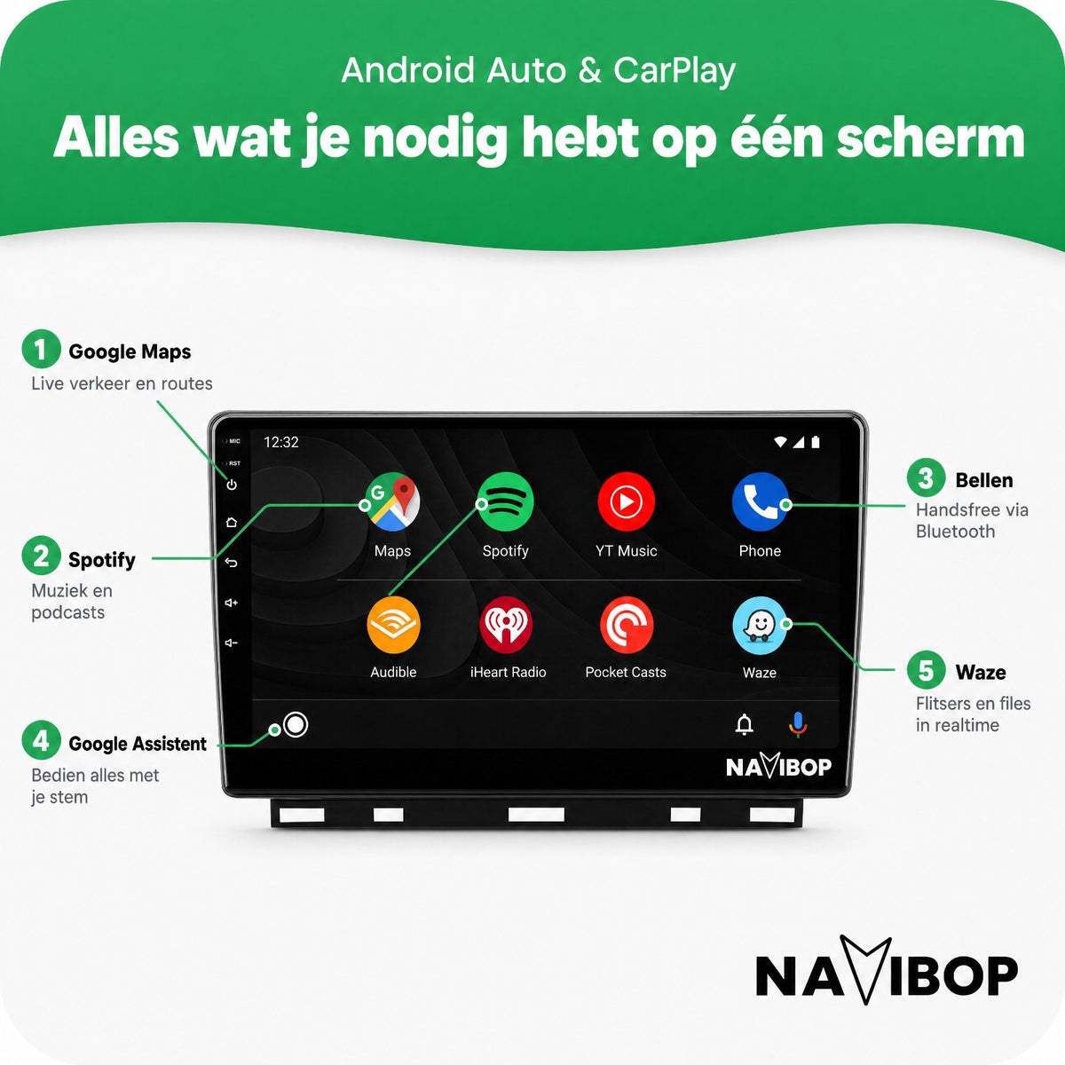 Renault Clio | Autoradio | Draadloos CarPlay & Android Auto | Android 15 | 2019 t/m 2025
