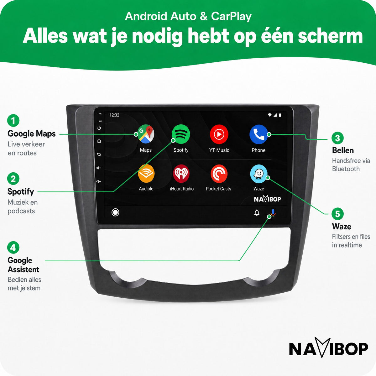 Renault Kadjar | Autoradio | Draadloos CarPlay & Android Auto | Android 15 | 2015 t/m 2019