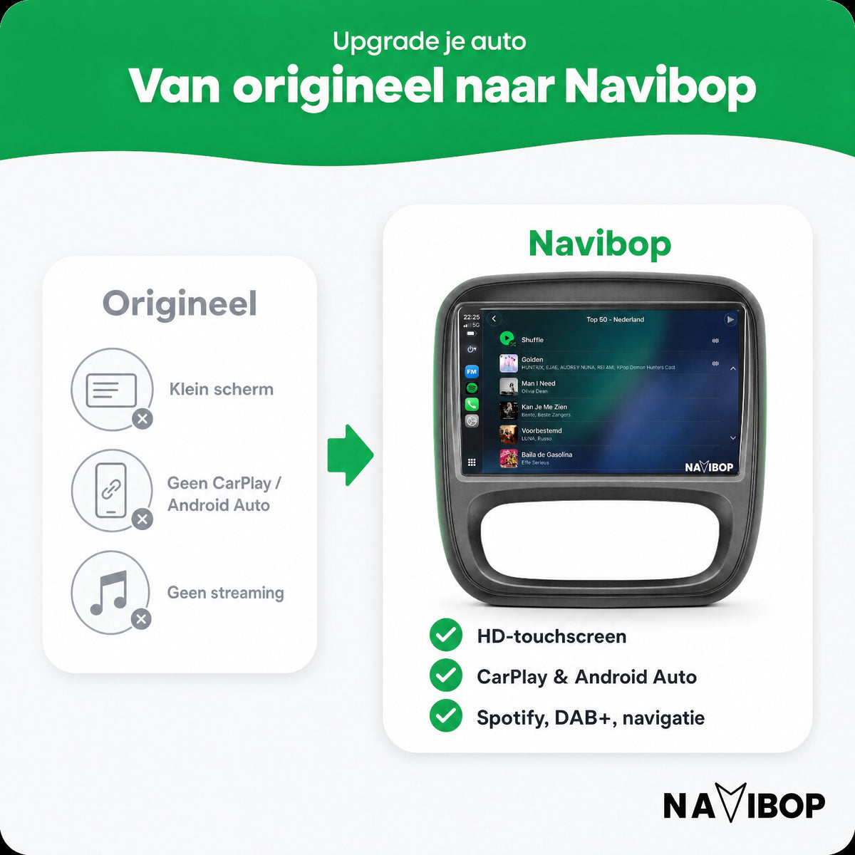 Renault Traffic Opel Vivaro | Autoradio | Draadloos CarPlay & Android Auto | Android 15 | 2015 t/m 2019