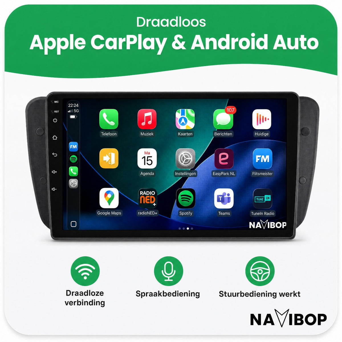 Seat Ibiza TOUCHSCREEN | Autoradio | Draadloos CarPlay & Android Auto | Android 15 | 2009 t/m 2013