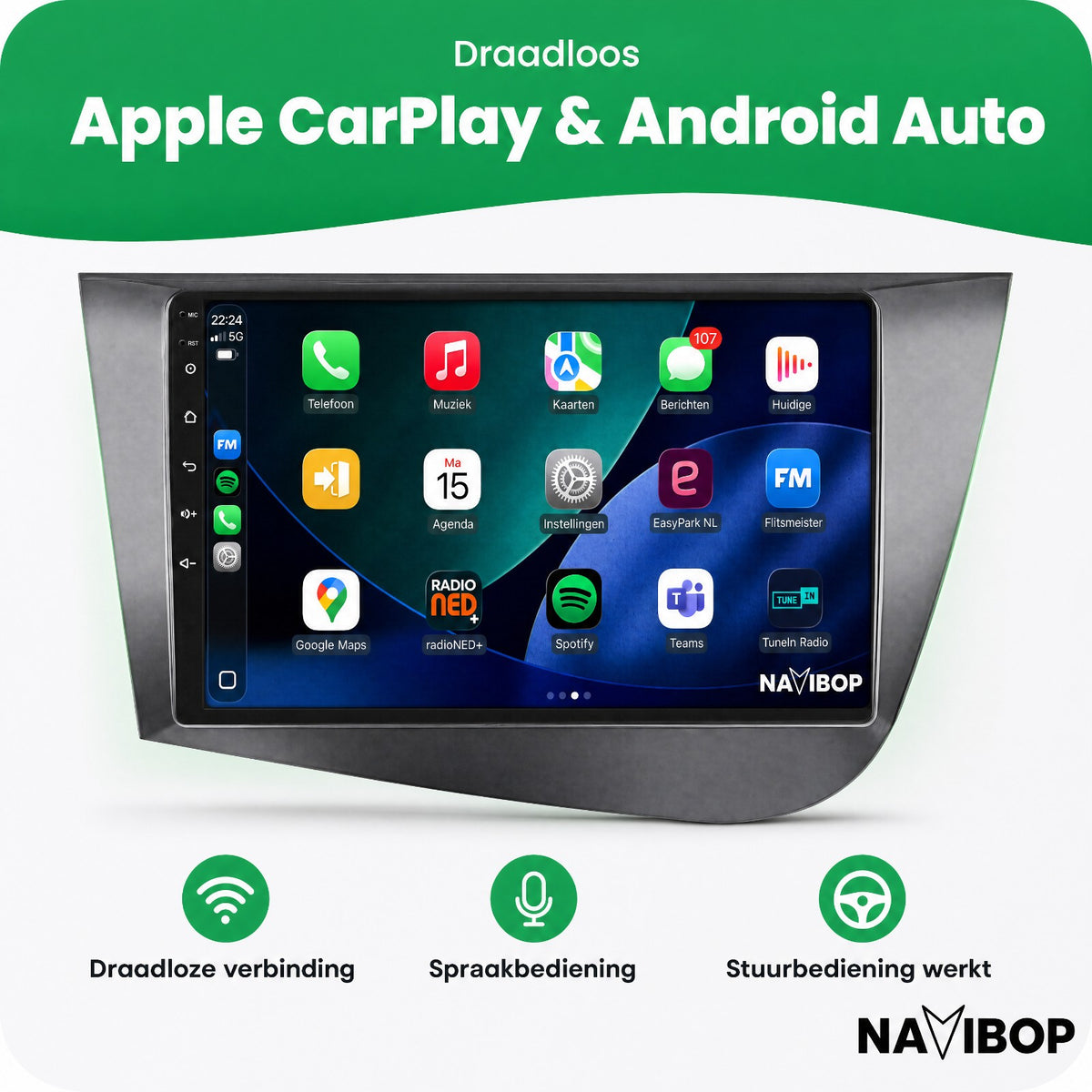 Seat Leon | Autoradio | Draadloos CarPlay & Android Auto | Android 15 | 2005 t/m 2012
