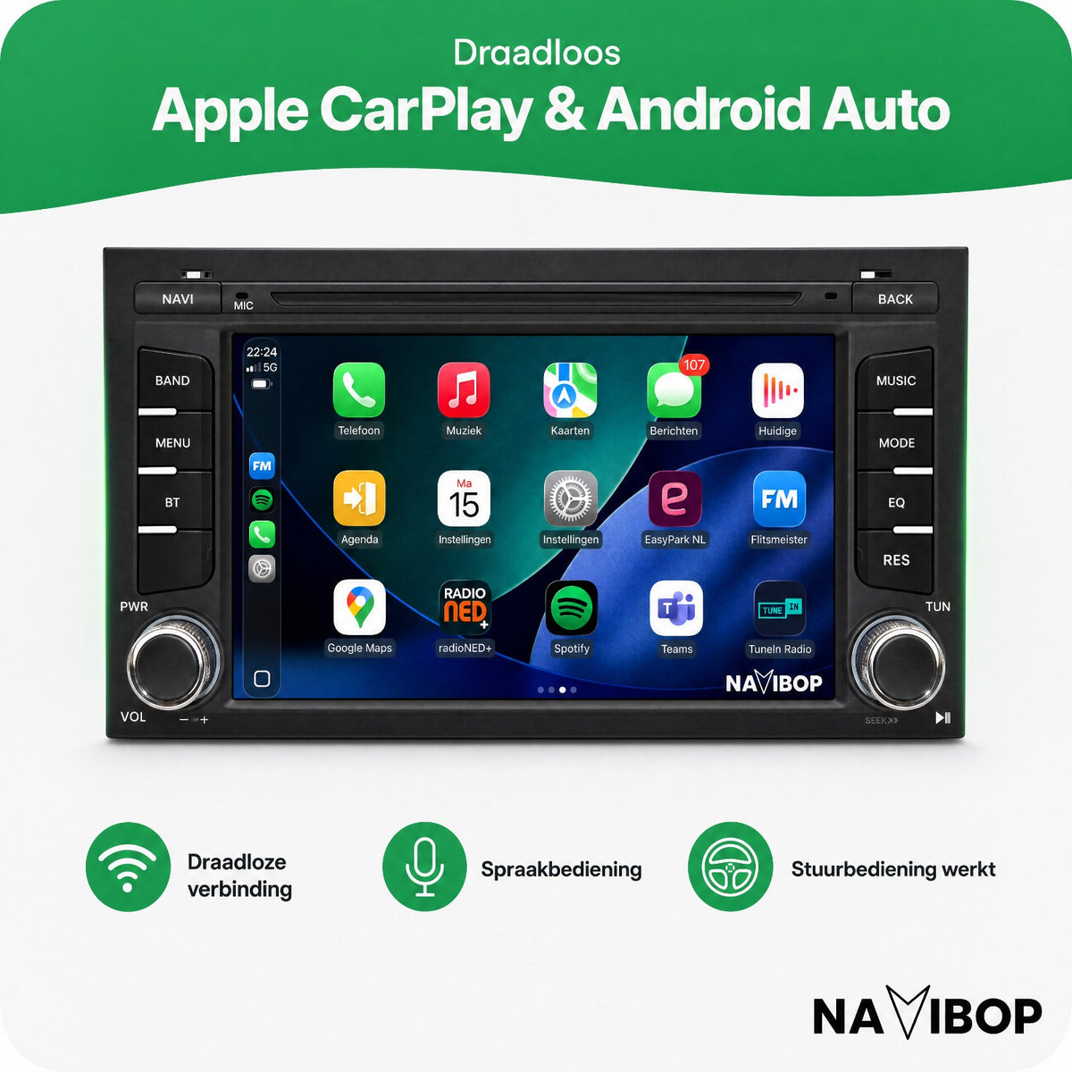Seat Leon | Autoradio | Draadloos CarPlay & Android Auto | Android 15 | 2012 t/m 2020