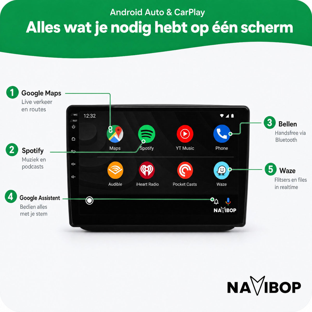 Škoda Fabia | Autoradio | Draadloos CarPlay & Android Auto | Android 15 | 2007 t/m 2014