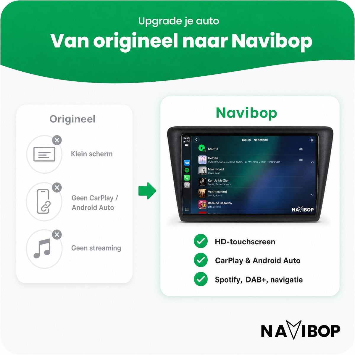 Škoda Rapid | Autoradio | Draadloos CarPlay & Android Auto | Android 15 | 2013 t/m 2019