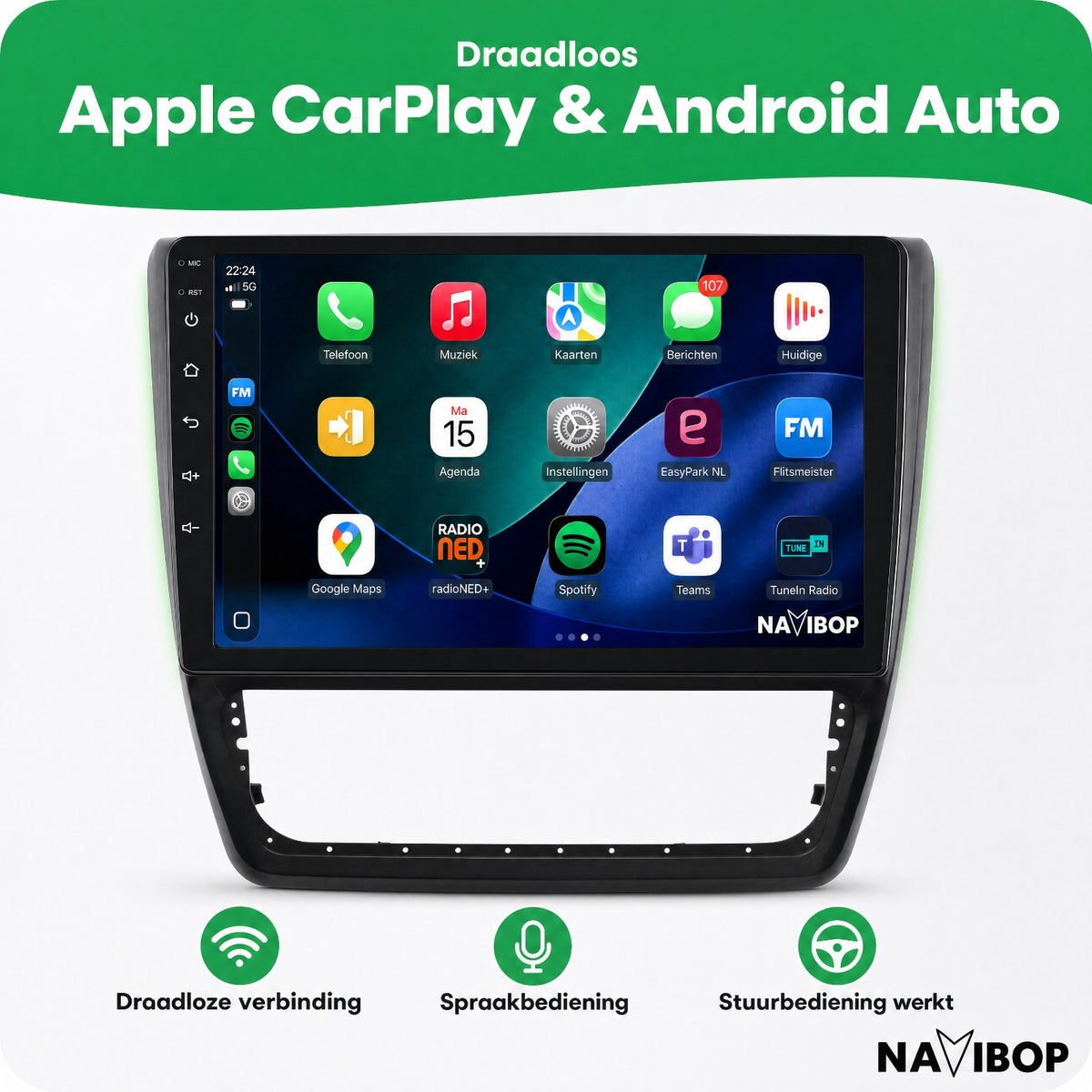 Škoda Yeti | Autoradio | Draadloos CarPlay & Android Auto | Android 15 | 2014 t/m 2018