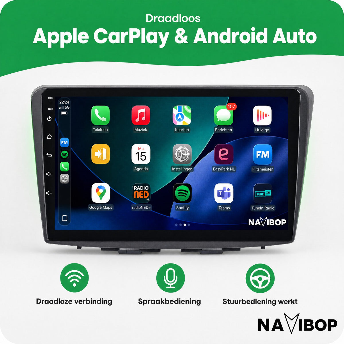 Suzuki Baleno | Autoradio | Draadloos CarPlay & Android Auto | Android 15 | 2015 t/m 2018