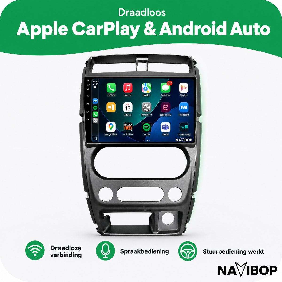 Suzuki Jimny | Autoradio | Draadloos CarPlay & Android Auto | Android 15 | 2005 t/m 2018