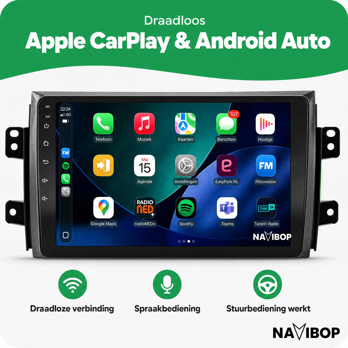 Suzuki sx4 | Autoradio | Draadloos CarPlay & Android Auto | Android 15 | 2006 t/m 2013