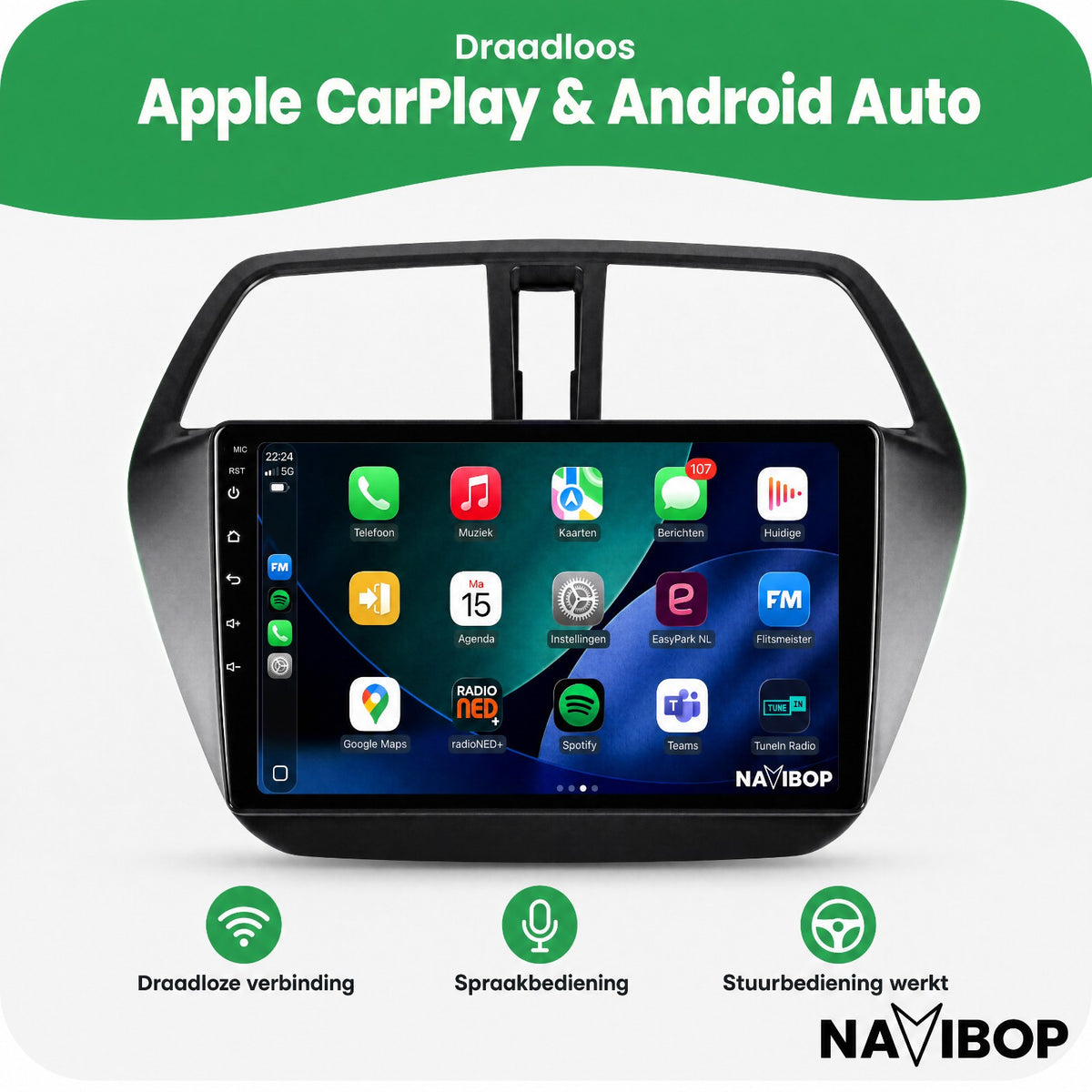 Suzuki SX4 S-Cross | Autoradio | Draadloos CarPlay & Android Auto | Android 15 | 2013 t/m 2021