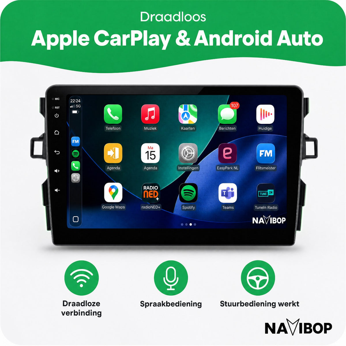 Toyota Auris | Autoradio | Draadloos CarPlay & Android Auto | Android 15 | 2006 t/m 2012