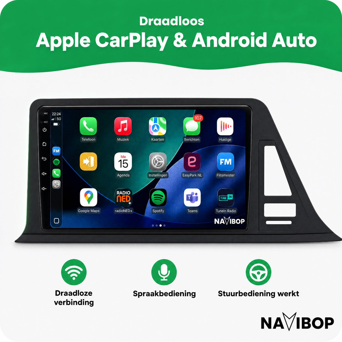 Toyota CHR | Autoradio | Draadloos CarPlay & Android Auto | Android 15 | 2016 t/m 2020