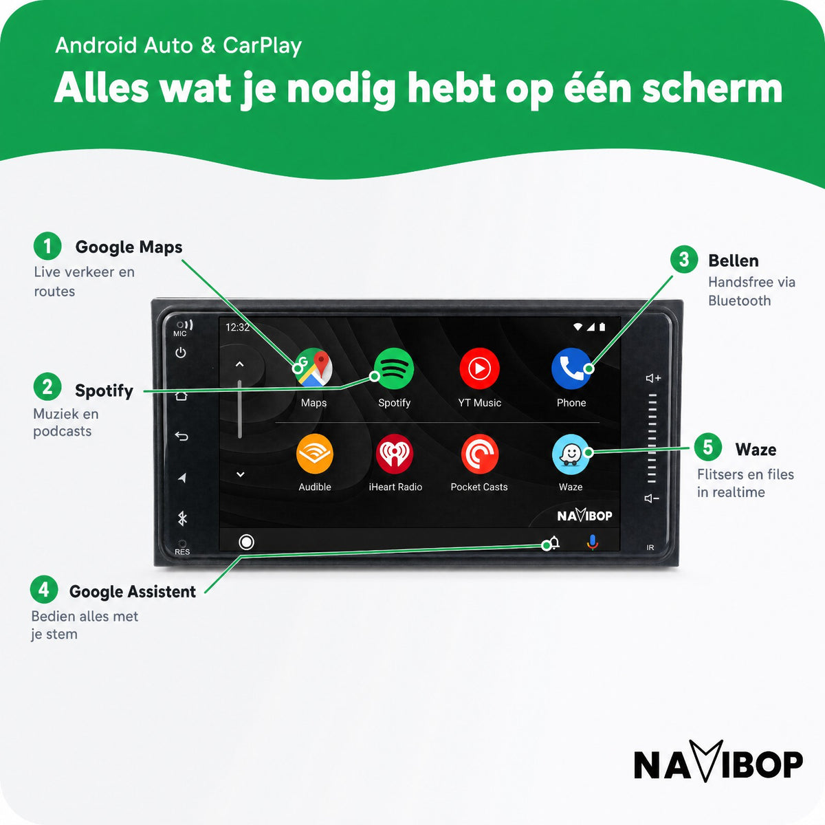 Toyota Corolla RAV4 Toyota Hiace | Autoradio | Draadloos CarPlay & Android Auto | Android 15